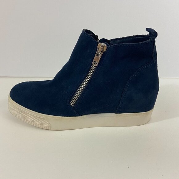 Steve Madden Women's Leather Upper Hidden Wedge Zip Sneakers Shoes Sz 9.5M Blue - Picture 7 of 10